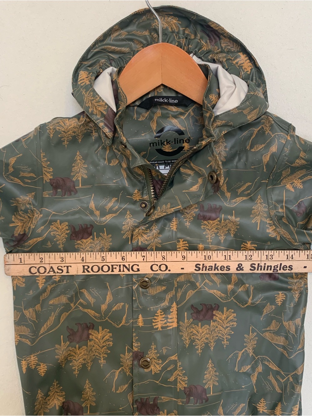 Mikk-line Forest Print Kids Rain Jacket - Green Danish Outdoors - Picture 8 of 15